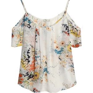Joie Adorlee open shoulder floral silk Top. Sz S